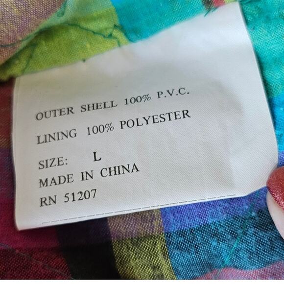 Vintage‎ Misty Harbor Any Weather Slicker Plaid Line Raincoat Women Size L Red - Picture 8 of 8